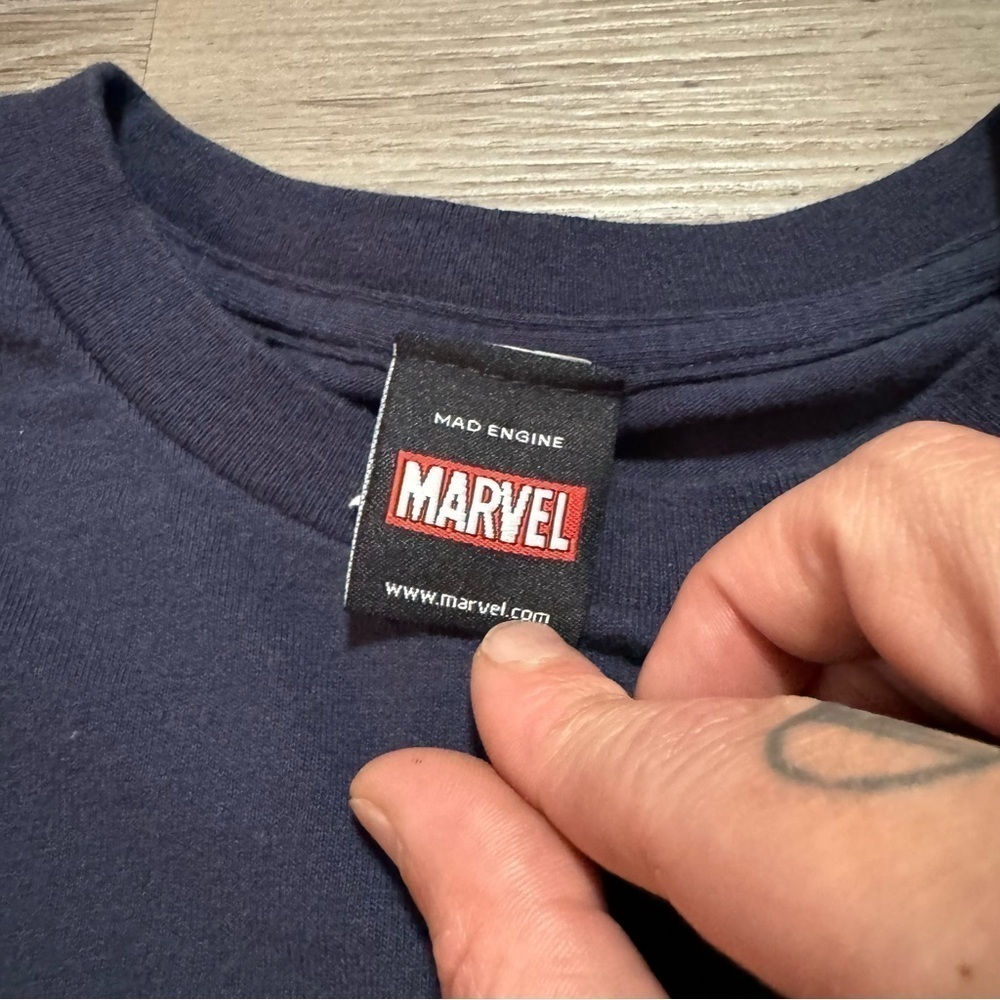 Marvel Captain America Mad Engine navy red t shirt men’s XXL 2XL 00s - Picture 5 of 6